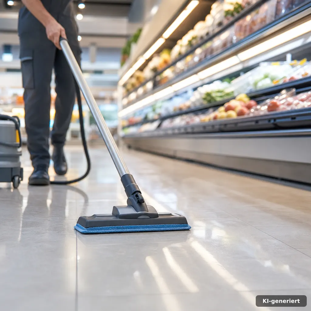 Präzise Reinigung mit Mikrofasertüchern für hygienische Oberflächen im Supermarkt