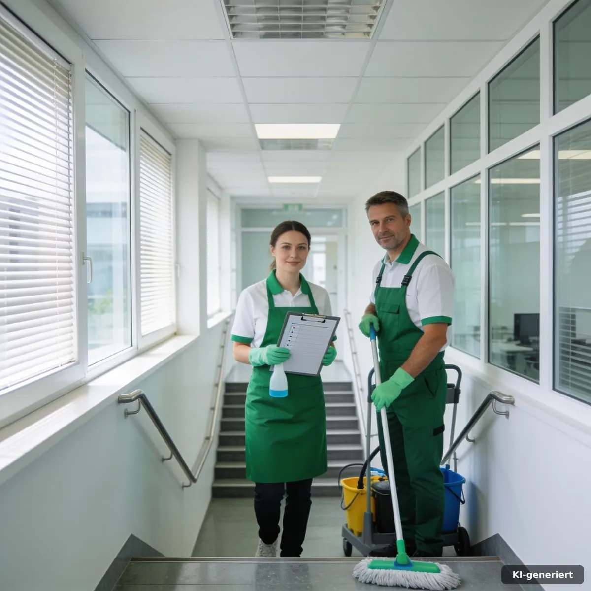 Qualitätsprüfung in einem sauber gereinigten Büroflur